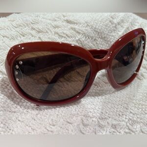 Caribbean Joe Sunglasses - Rust Coloured Frame With Rhinestone Accents.